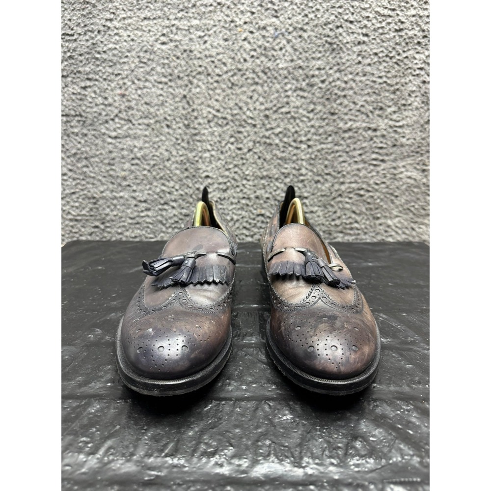 Vintage 80s Gucci Leather Wingtip Kiltie Slip On Loafers Brown Mens Size 8.5 US - Picture 2 of 13